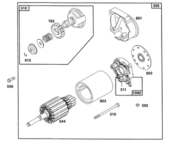 Electric Starter 1 Diagram and Parts List for 402417-0640-XX  Briggs and Stratton Engine